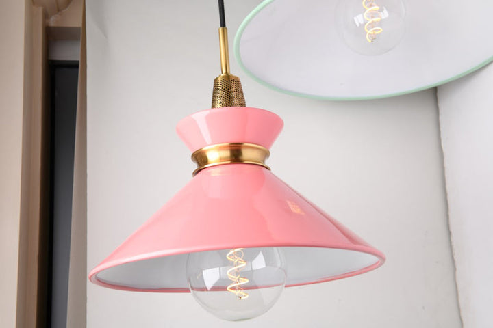 Kiki Pendant 13" - Aged Brass/Pink