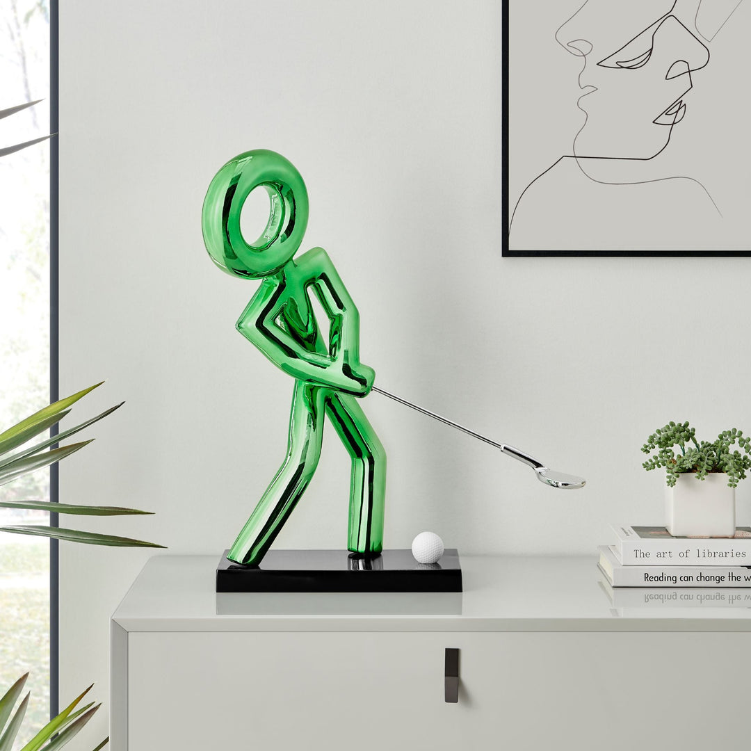 Golf Man Sculpture // Metallic Green