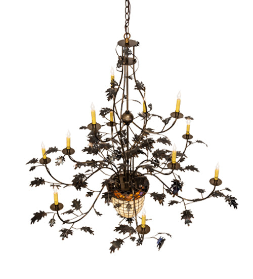 60" Wide Greenbriar Oak 12 Arm Chandelier