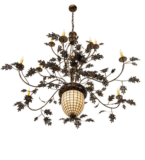 60" Wide Greenbriar Oak 12 Arm Chandelier