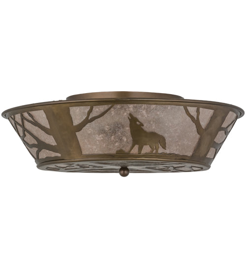 22" Wide Wolf On The Loose Flush Mount