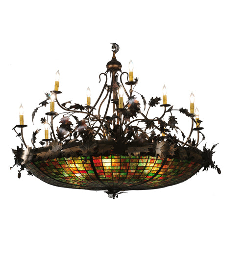 50" Wide Greenbriar Oak 12 Arm Chandelier