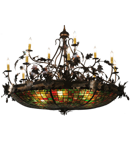 50" Wide Greenbriar Oak 12 Arm Chandelier