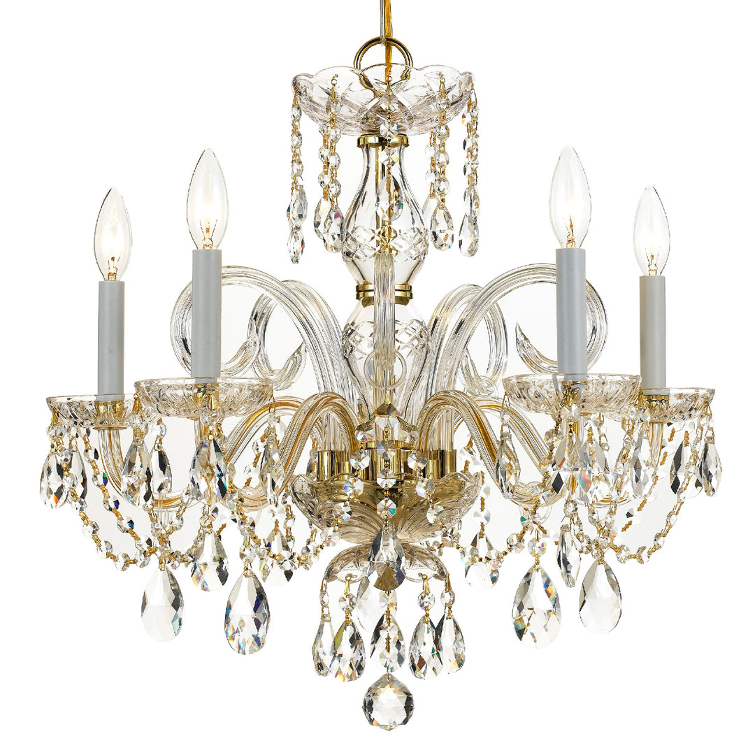 Crystorama Traditional Crystal 5 Light Swarovski Strass Crystal Polished Brass Chandelier