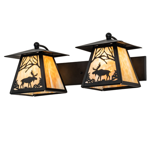 24" Wide Moose At Dawn 2 Light Wall Sconce