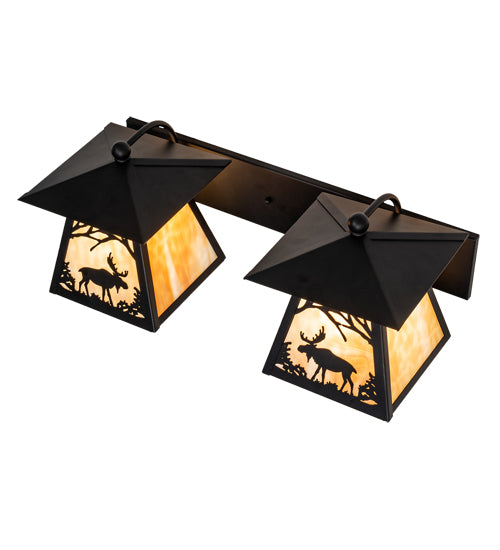 24" Wide Moose At Dawn 2 Light Wall Sconce