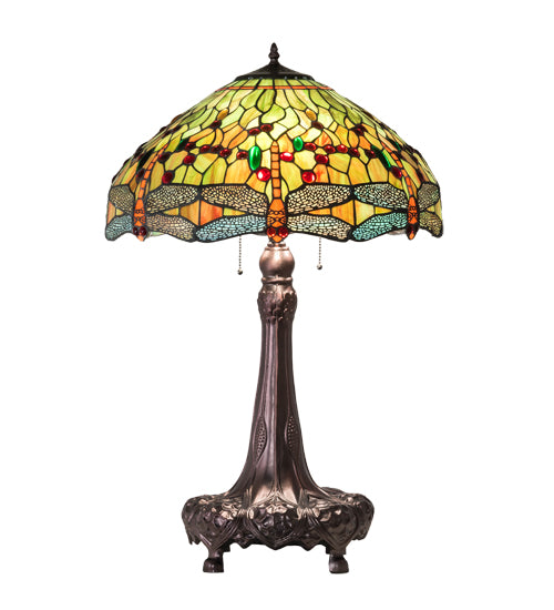 31" High Tiffany Hanginghead Dragonfly Table Lamp