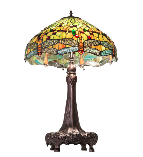 31" High Tiffany Hanginghead Dragonfly Table Lamp