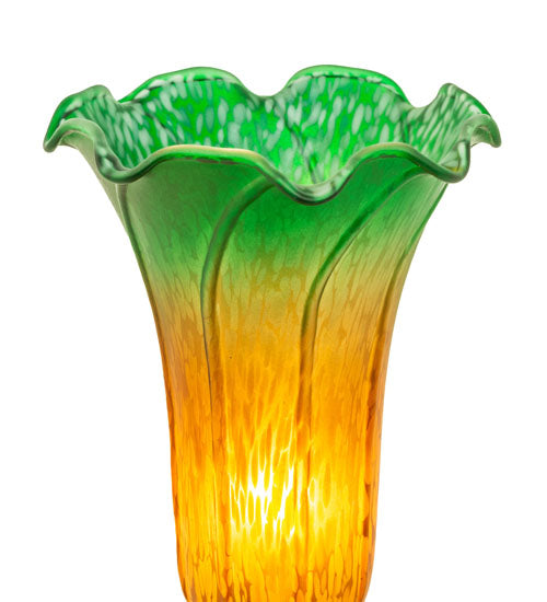 7.5" High Amber/Green Tiffany Pond Lily Victorian Accent Lamp