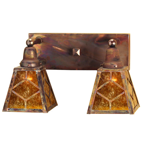 17" Wide Diamond Craftsman 2 Light Wall Sconce