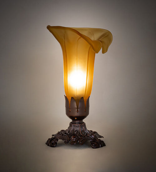 8" High Amber Tiffany Pond Lily Victorian Accent Lamp