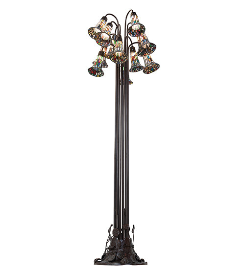 63" High Stained Glass Pond Lily 12 Light Floor Lamp