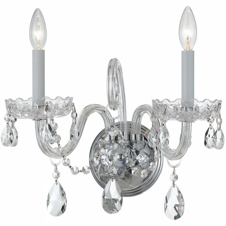 Crystorama Traditional Crystal 2 Light Spectra Crystal Polished Brass Sconce