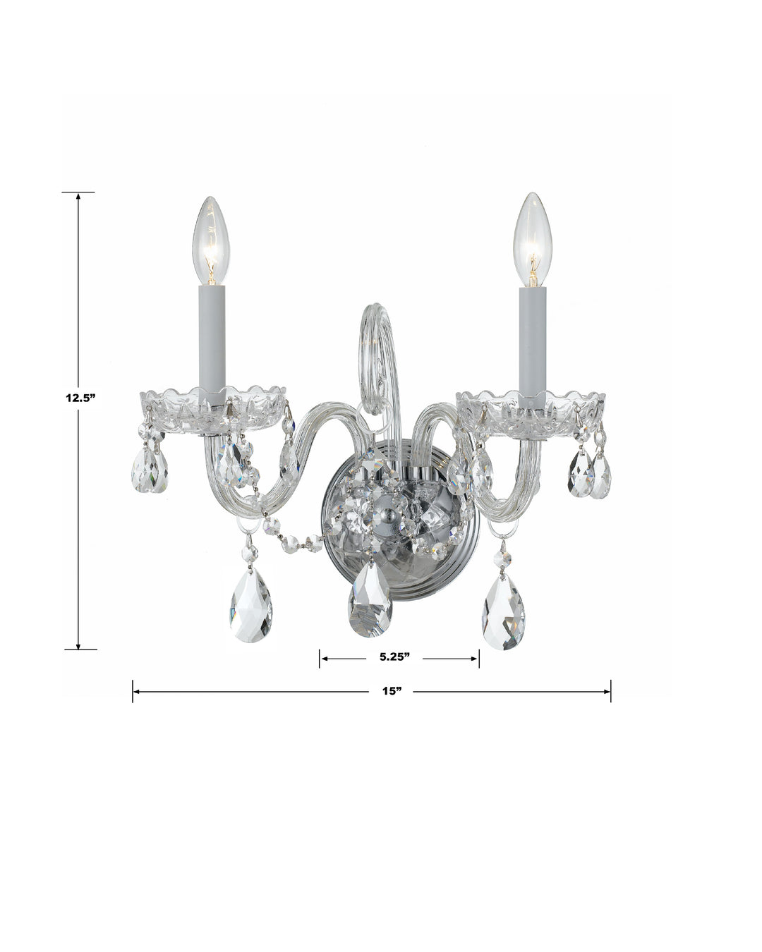 Crystorama Traditional Crystal 2 Light Spectra Crystal Polished Brass Sconce