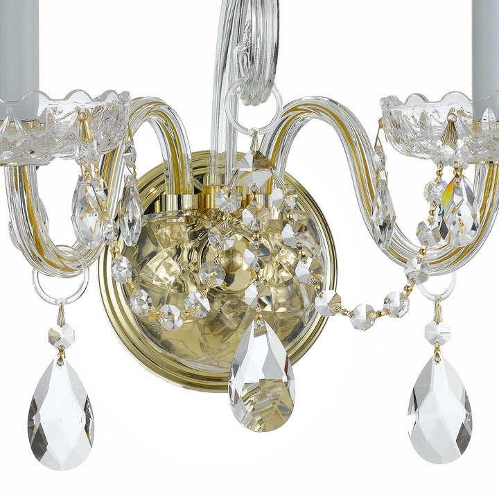 Crystorama Traditional Crystal 2 Light Spectra Crystal Polished Brass Sconce