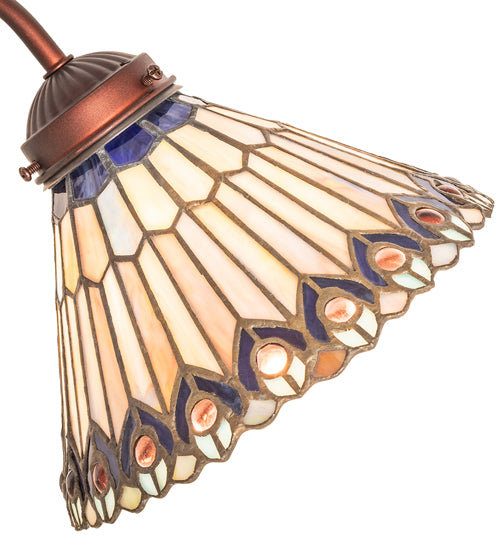 18" High Tiffany Jeweled Peacock Desk Lamp