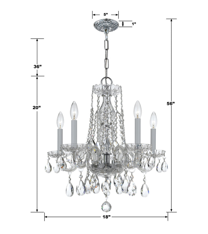 Crystorama Traditional Crystal 5 Light Hand Cut Crystal Polished Brass Chandelier