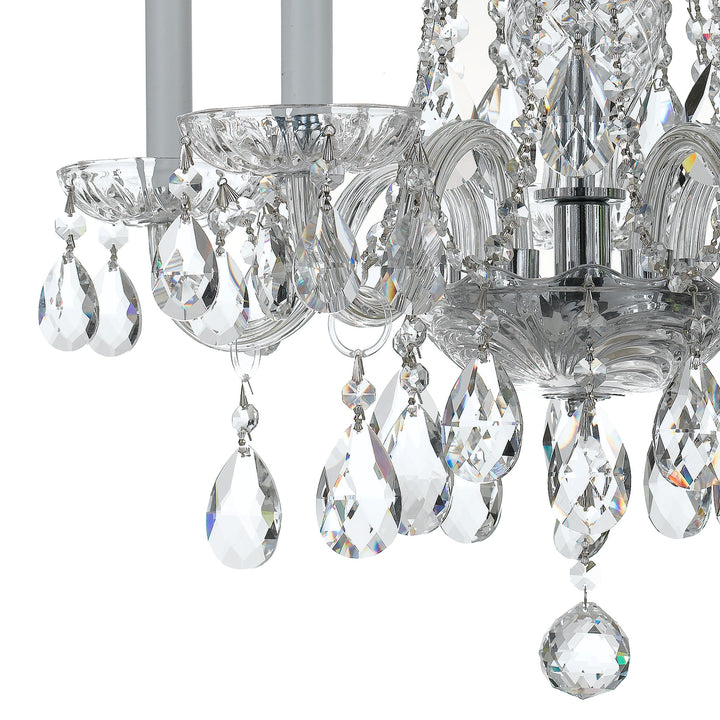 Crystorama Traditional Crystal 5 Light Hand Cut Crystal Polished Brass Chandelier