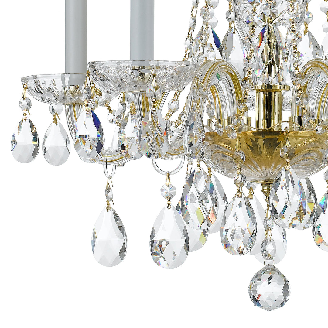 Crystorama Traditional Crystal 5 Light Hand Cut Crystal Polished Brass Chandelier