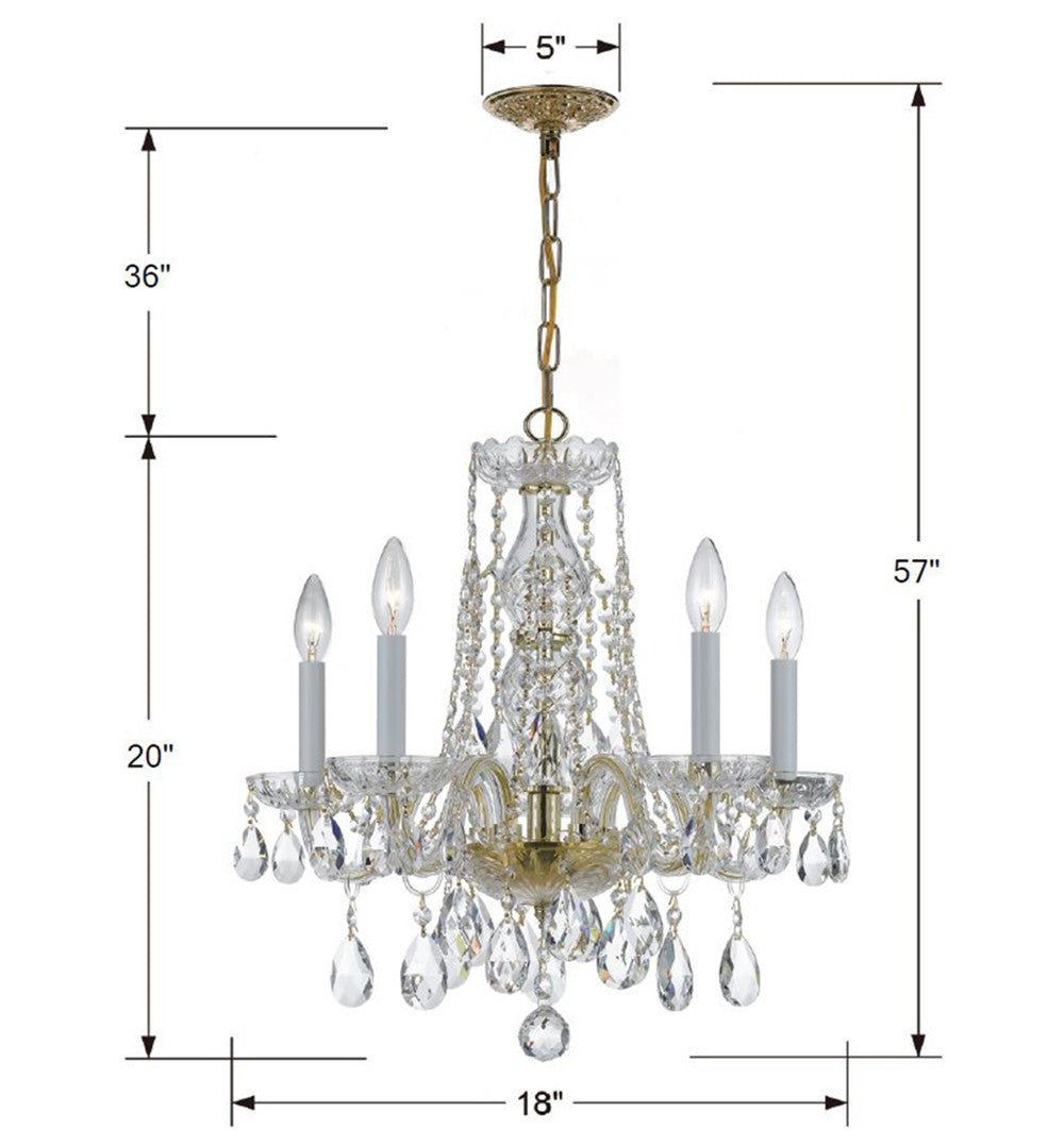 Crystorama Traditional Crystal 5 Light Hand Cut Crystal Polished Brass Chandelier