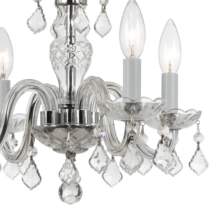 Crystorama Traditional Crystal 4 Light Hand Cut Crystal Polished Brass Mini Chandelier