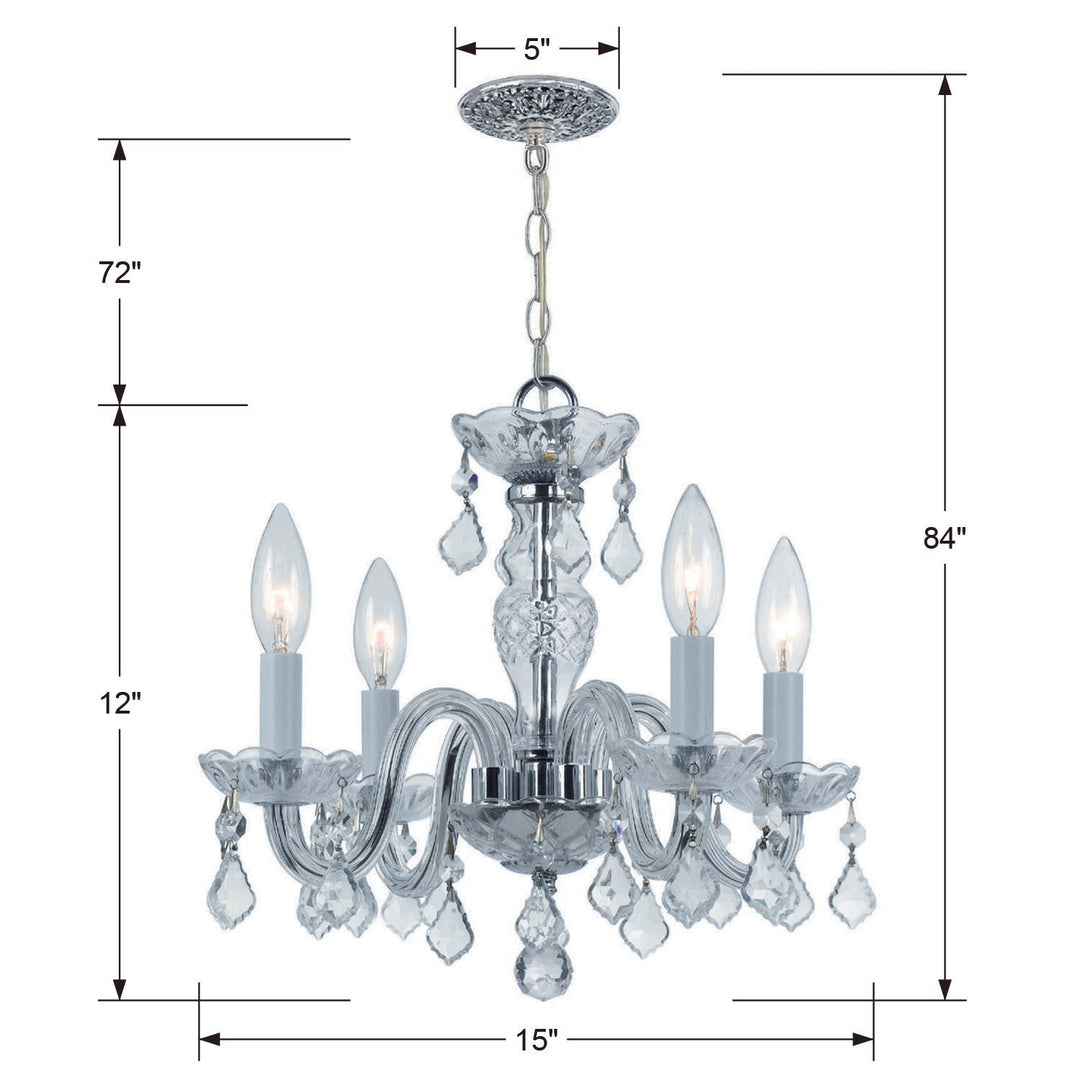 Crystorama Traditional Crystal 4 Light Hand Cut Crystal Polished Brass Mini Chandelier