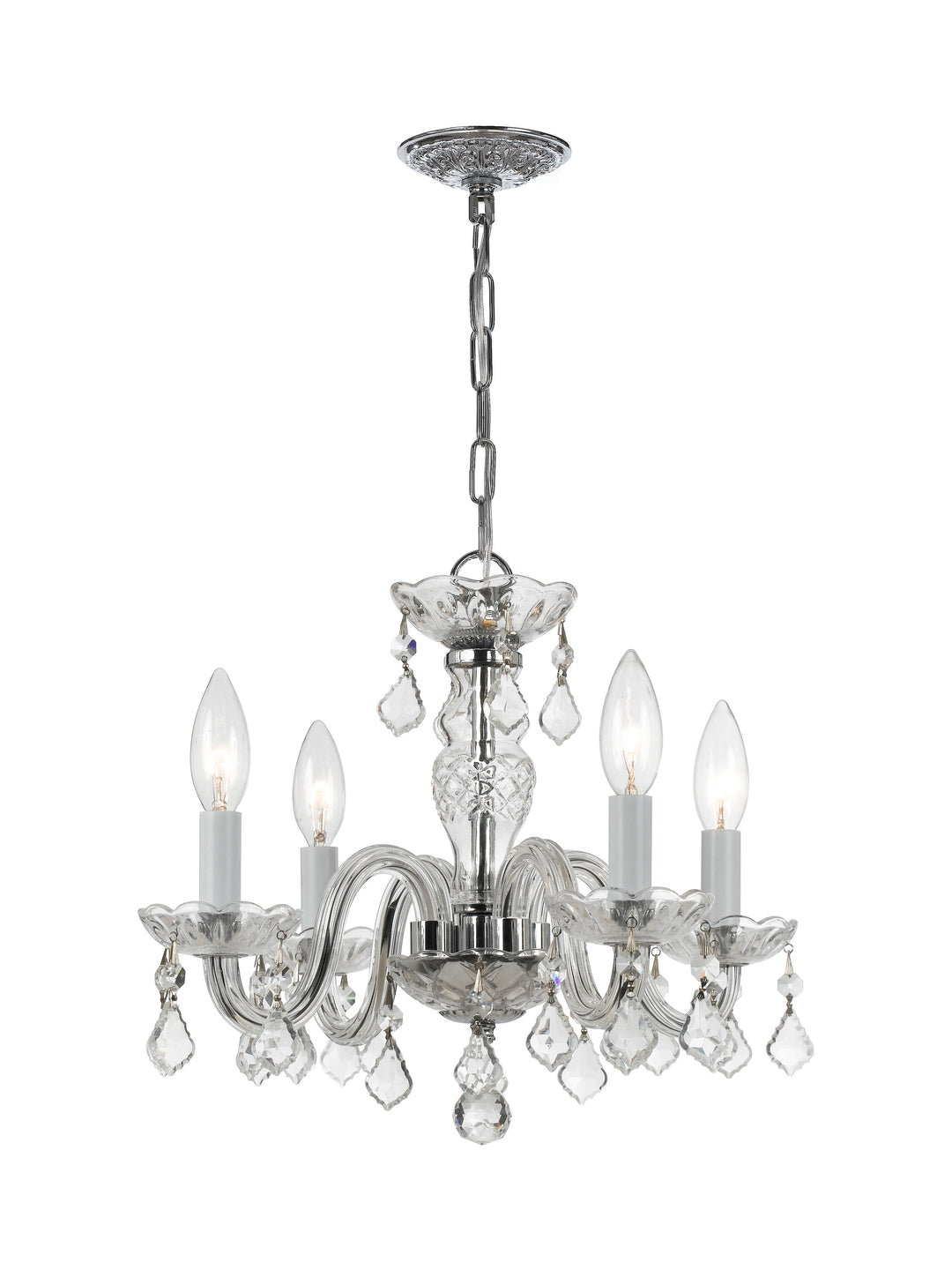 Crystorama Traditional Crystal 4 Light Hand Cut Crystal Polished Brass Mini Chandelier