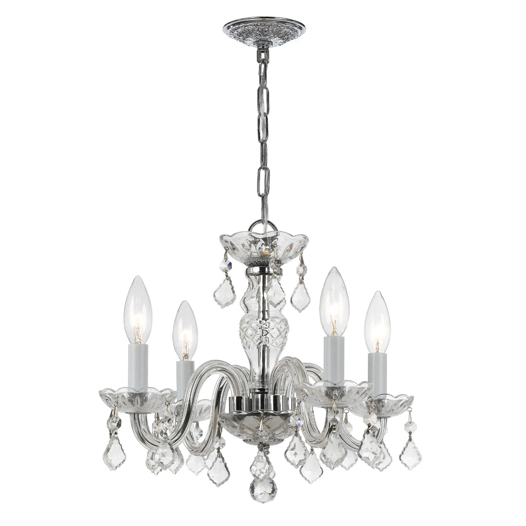 Crystorama Traditional Crystal 4 Light Hand Cut Crystal Polished Brass Mini Chandelier