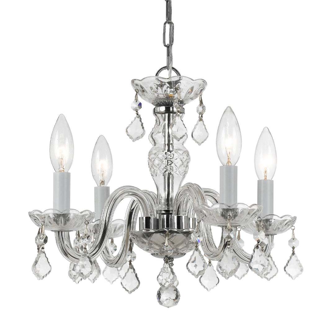 Crystorama Traditional Crystal 4 Light Hand Cut Crystal Polished Brass Mini Chandelier