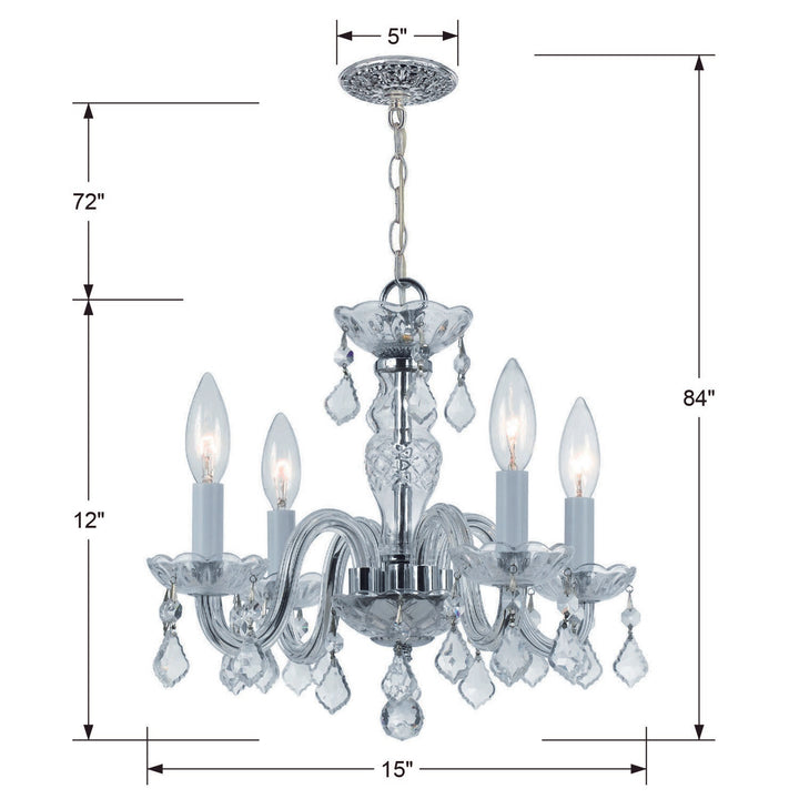 Crystorama Traditional Crystal 4 Light Hand Cut Crystal Polished Brass Mini Chandelier