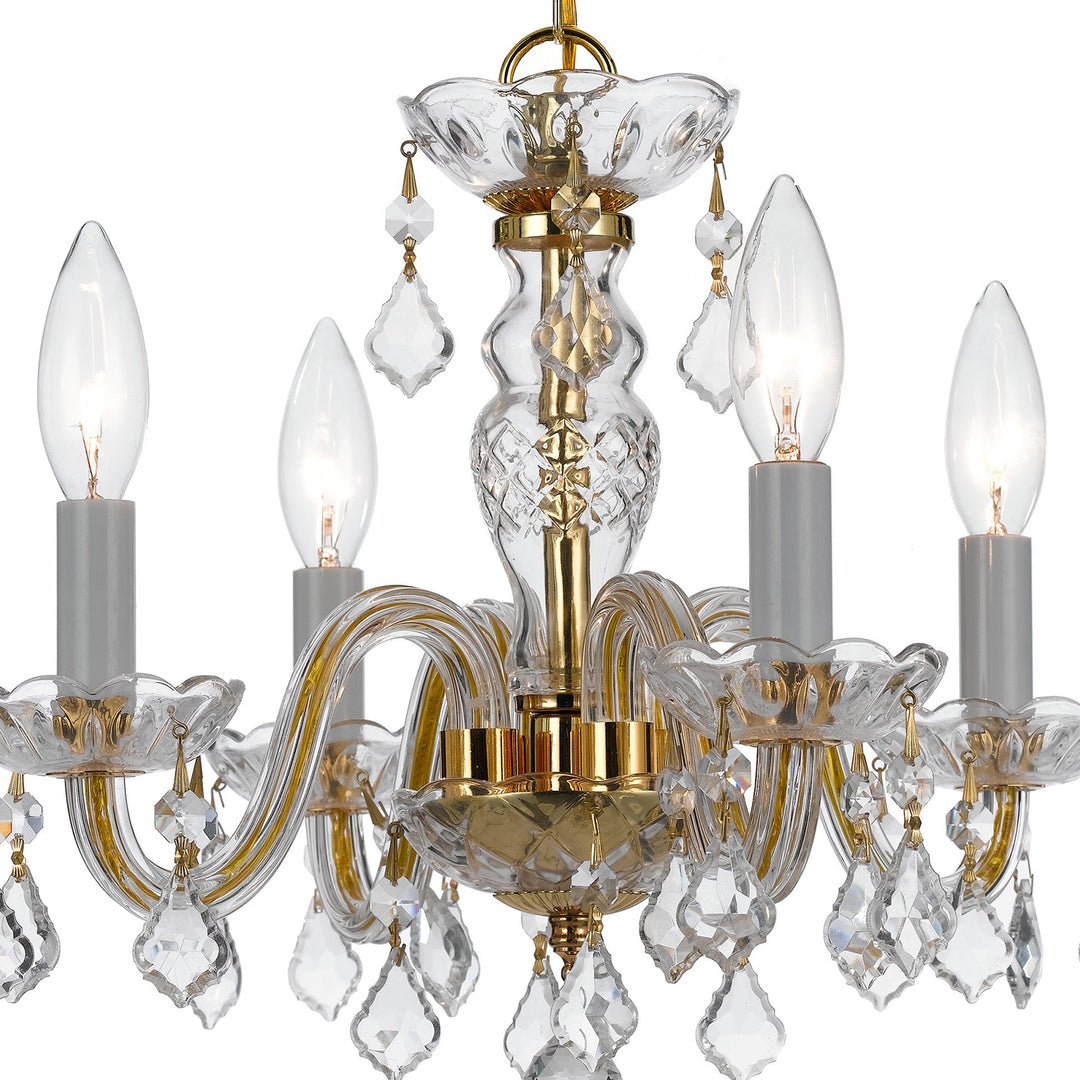 Crystorama Traditional Crystal 4 Light Hand Cut Crystal Polished Brass Mini Chandelier