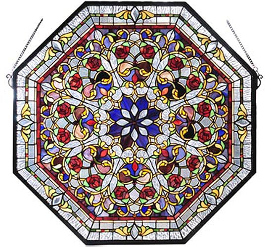 25"W X 25"H Floral Stained Glass Window