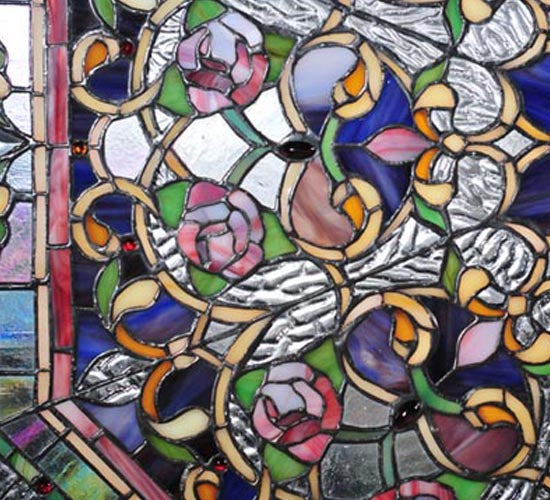 25"W X 25"H Floral Stained Glass Window