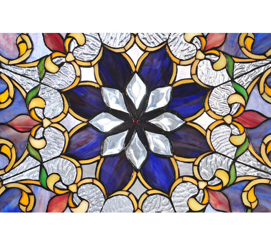 35"W X 35"H Floral Stained Glass Window