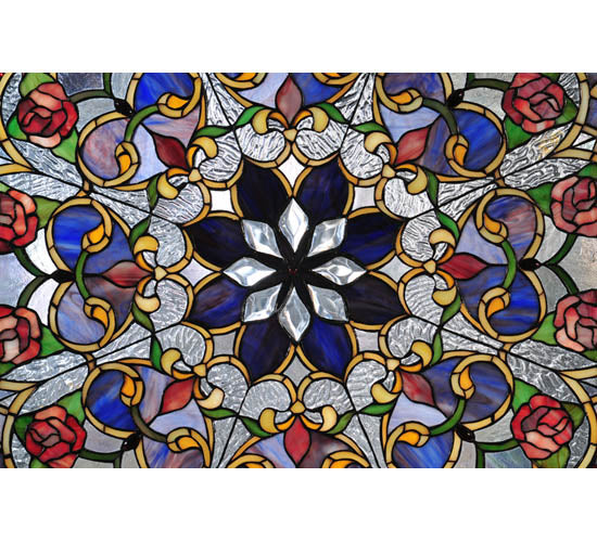 35"W X 35"H Floral Stained Glass Window