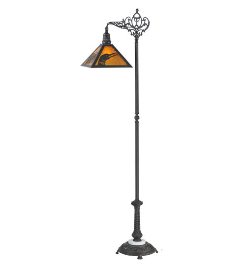 68" High Loon Pine Needle Bridge Arm Floor Lamp