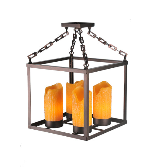 16" Square Kitzi Box 4 Light Chandelier