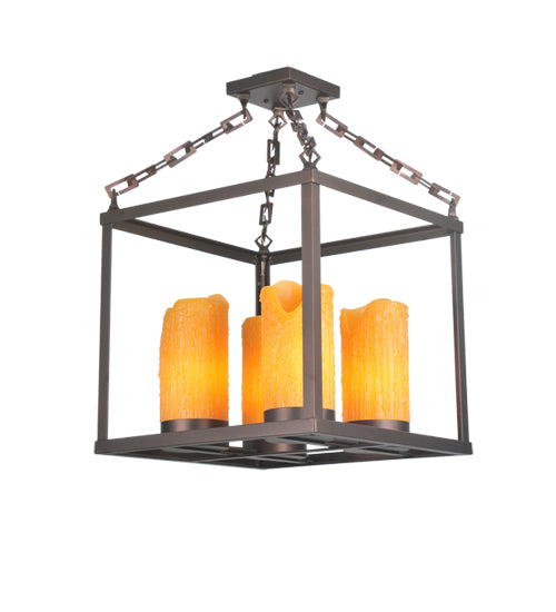 16" Square Kitzi Box 4 Light Chandelier