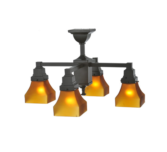 22"W Bungalow Frosted Amber 4 Lt Chandelier