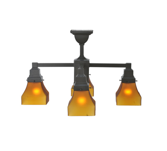 22"W Bungalow Frosted Amber 4 Lt Chandelier