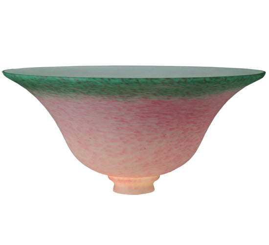 13" Wide Pate-De-Verre Bell Pink & Green Shade