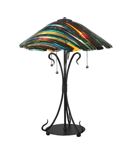 24"H Penna Di Pavone Fused Glass Table Lamp