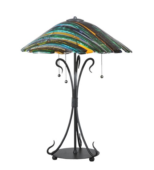 24"H Penna Di Pavone Fused Glass Table Lamp