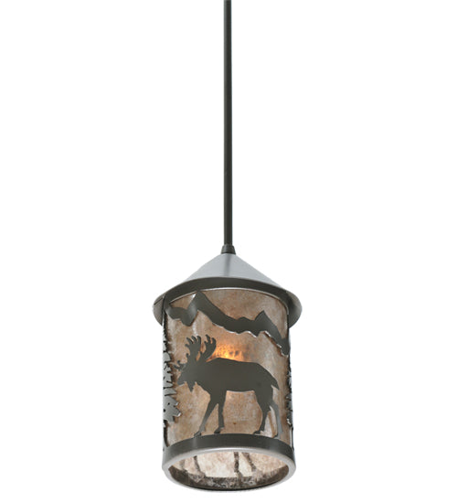 6" Wide Lone Moose Lantern Mini Pendant