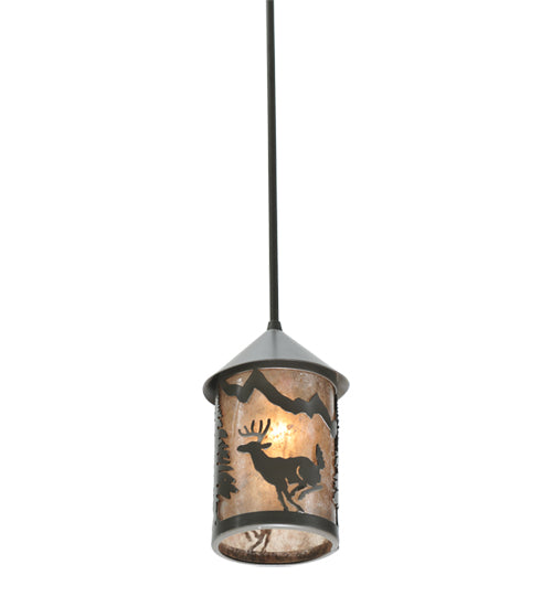 6" Wide Lone Deer Lantern Mini Pendant