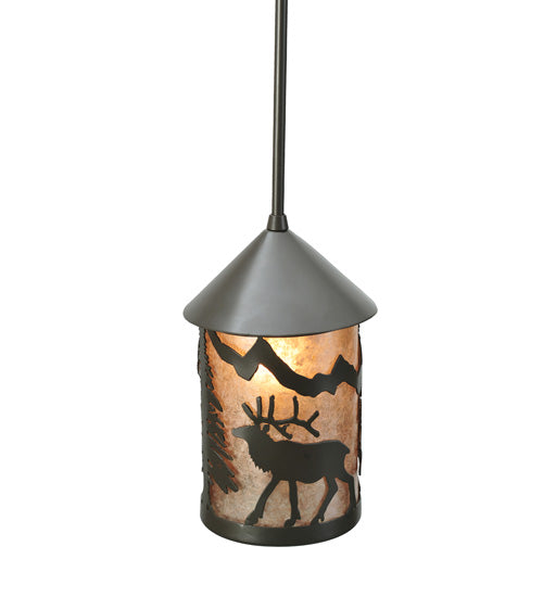 6" Wide Lone Elk Lantern Mini Pendant