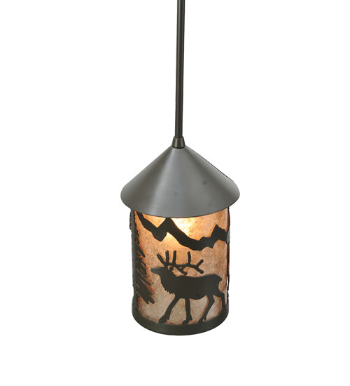 6" Wide Lone Elk Lantern Mini Pendant