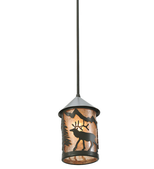 6" Wide Lone Elk Lantern Mini Pendant