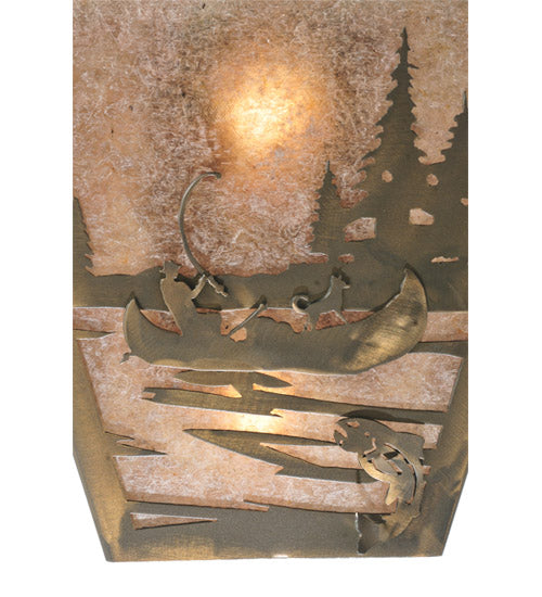 13"W Fly Fishing Creek W/Dog Wall Sconce