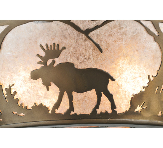 22" Wide New Moose At Dawn Flushmount